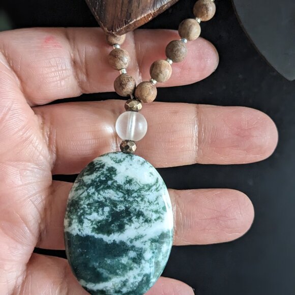 Funky Chucky mixed martial necklace bundle wood, abalone shell, metal shapes - Picture 3 of 9